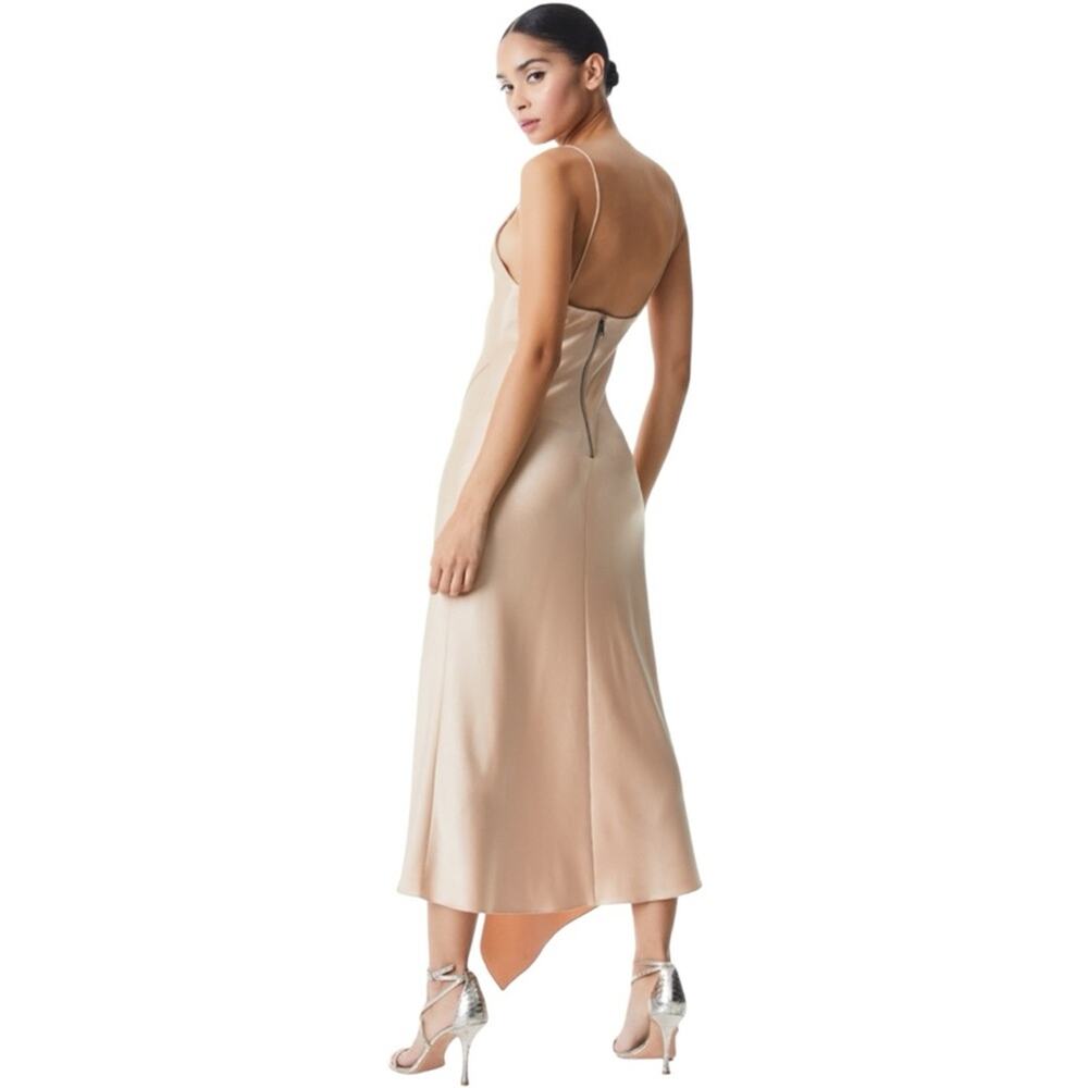 Alice + Olivia Harmony Drapey Slip Dress Size 4 in the color almond NWT - Picture 12 of 14